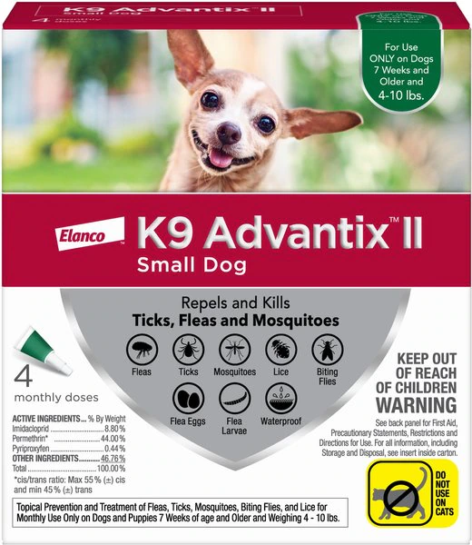 K9 Advantix II Flea & Tick Treatment For Small Dogs Up To 4-10-lb, 4-pack 1 K9 Advantix II Flea & Tick Treatment For Small Dogs Up To 4-10-lb, 4-pack