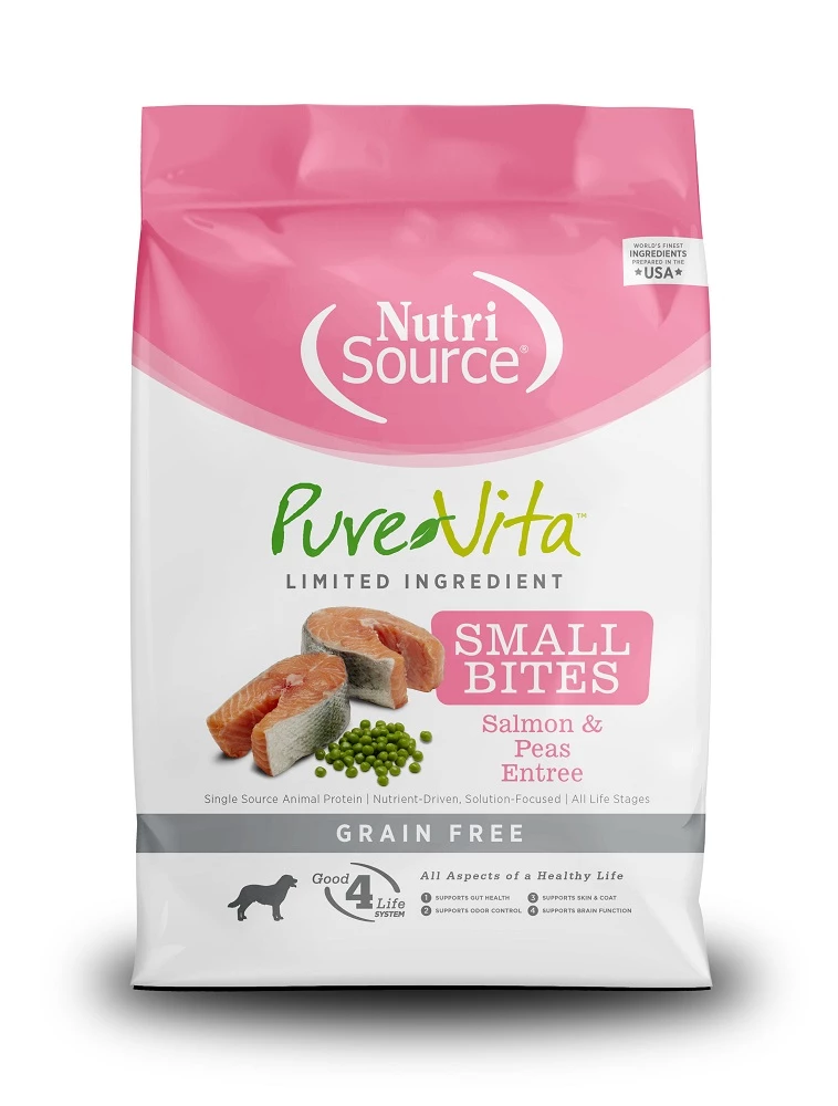 PureVita Small Bites Salmon & Peas Entree Grain-Free Dry Dog Food, 5-lb 1 PureVita Small Bites Salmon & Peas Entree Grain-Free Dry Dog Food, 5-lb