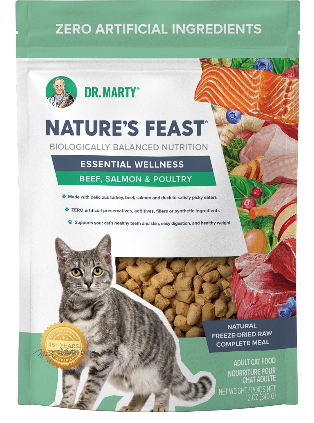 Dr. Marty Nature's Feast Essential Wellness Beef, Salmon & Poultry Freeze-Dried Cat Food, 5.5-oz 1 Dr. Marty Nature's Feast Essential Wellness Beef, Salmon & Poultry Freeze-Dried Cat Food, 5.5-oz
