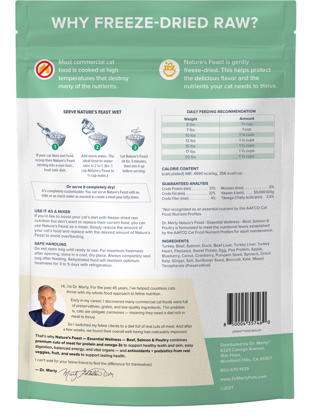 Dr. Marty Nature's Feast Essential Wellness Beef, Salmon & Poultry Freeze-Dried Cat Food, 5.5-oz 2 Dr. Marty Nature's Feast Essential Wellness Beef, Salmon & Poultry Freeze-Dried Cat Food, 5.5-oz - Image 2