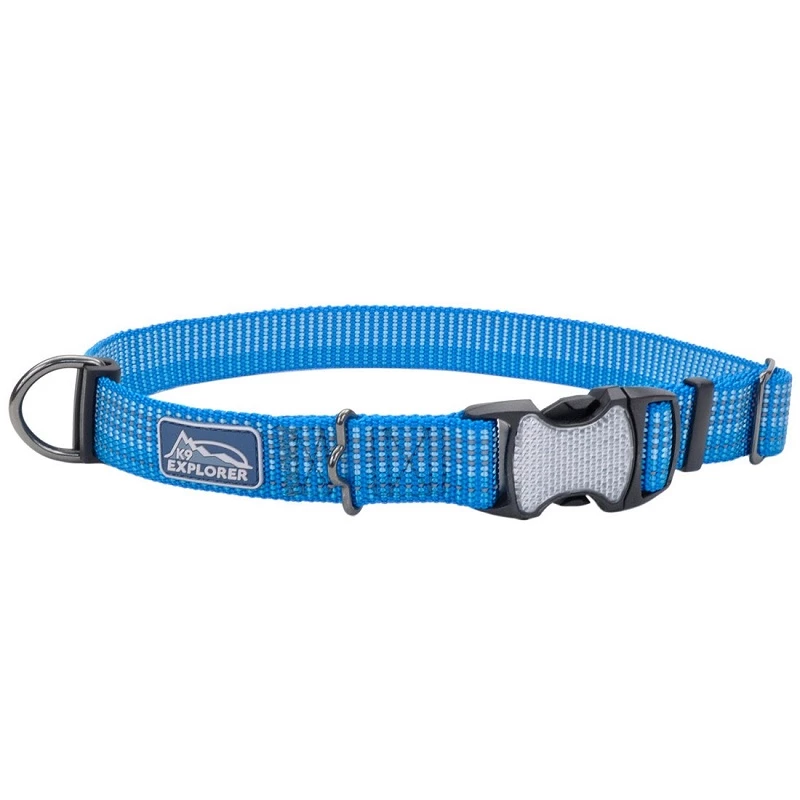 K9 Explorer Brights Reflective Adjustable Dog Collar, Lake, 5/8-in X 10-14-in 1 K9 Explorer Brights Reflective Adjustable Dog Collar, Lake, 5/8-in X 10-14-in
