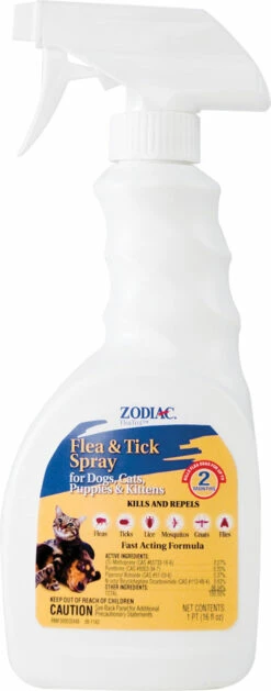Zodiac Flea & Tick Spray For Dogs, Cats, Puppies & Kittens, 16-oz