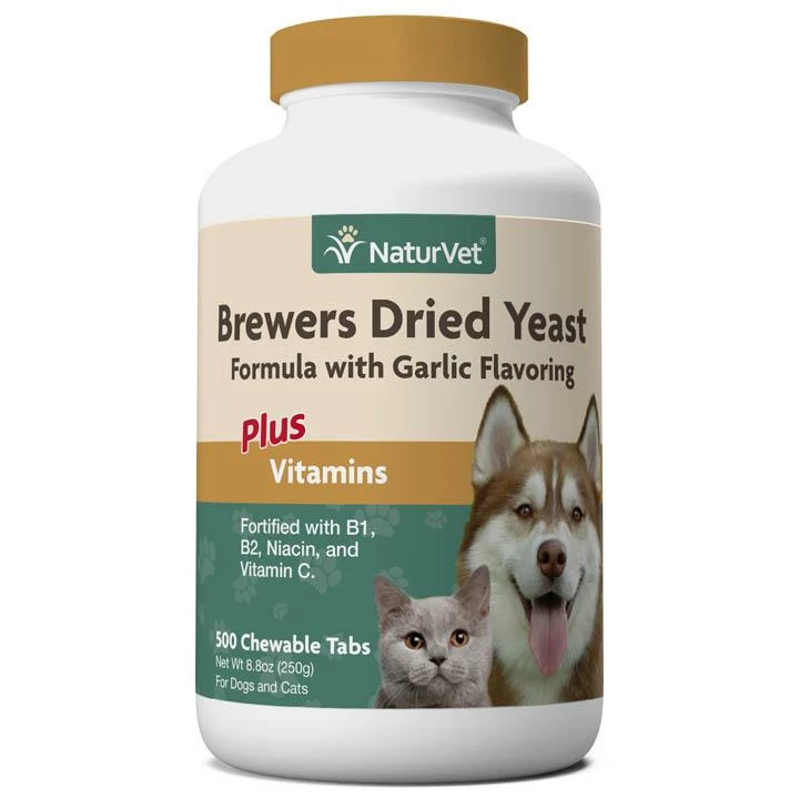 NaturVet Brewers Dried Yeast With Garlic Flavoring Plus Vitamins Chewable Tabs Dog & Cat Supplement, 500-count 1 NaturVet Brewers Dried Yeast With Garlic Flavoring Plus Vitamins Chewable Tabs Dog & Cat Supplement, 500-count