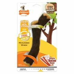 Nylabone Strong Chew Real Wood Stick Maple Bacon Flavor Dog Toy, Souper