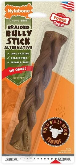 Nylabone Power Chew Braided Bully Braid Stick Alternative Dog Toy, Giant