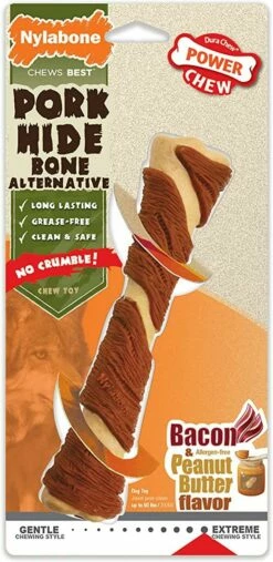 Nylabone Power Chew Pork Hide Bone Alternative Dog Toy, Giant