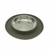 Messy Cats Single Silicone Feeder With Stainless Saucer Shaped Bowl Grey