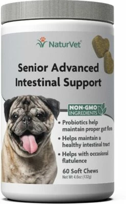 NaturVet Senior Advanced Intestinal Support Soft Chews Dog Supplement, 60-count