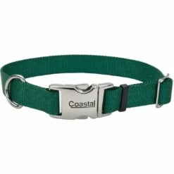 Coastal Adjustable Collar With Metal Buckle For Dogs, Hunter, 3/4-in X 14-20-in