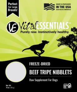 Vital Essentials Tripe Nibblets Freeze-Dried Dog Supplement, 1-lb (**)