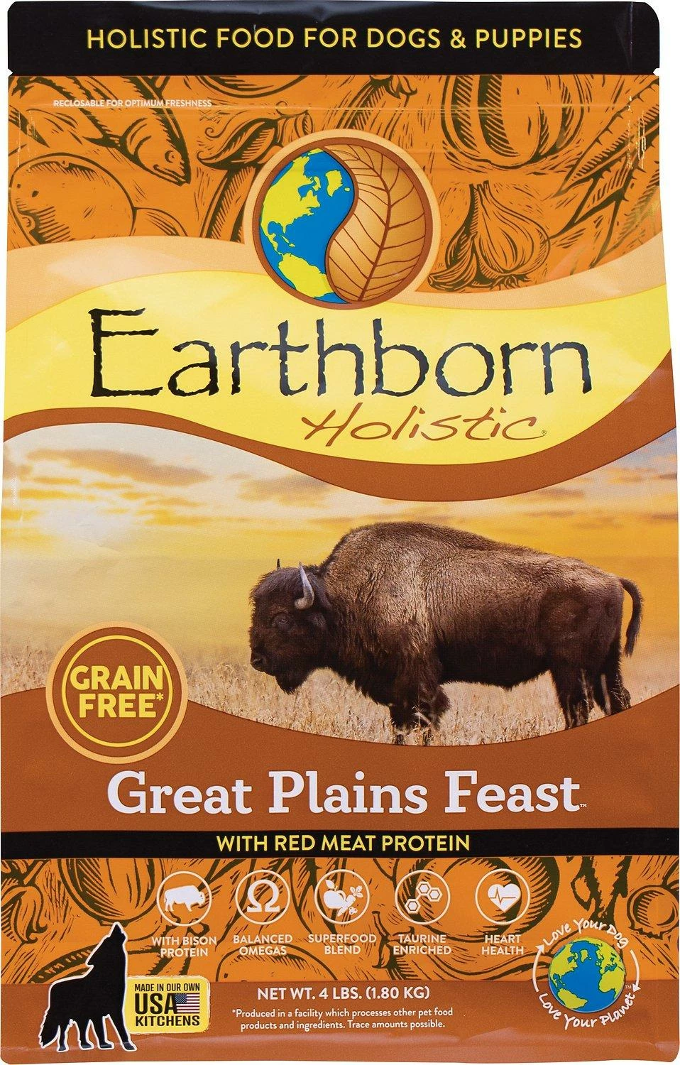 Earthborn Holistic Great Plains Feast Grain-Free Dry Dog Food, 4-lb 1 Earthborn Holistic Great Plains Feast Grain-Free Dry Dog Food, 4-lb