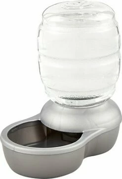 Petmate Pearl Replendish Waterer With Microban, Pearl Silver Gray, 0.5-gal