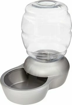 Petmate Pearl Replendish Waterer With Microban, Brushed Nickel, 1-gal