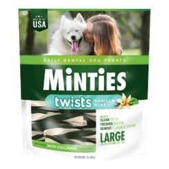 VetlQ Minties Twists Dental Bone Chews Dog Treats, Large Over-30-lb, 12-oz
