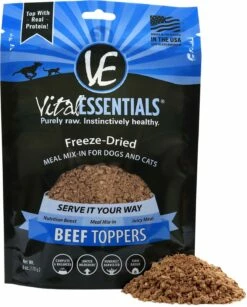 Vital Essentials Toppers Beef Freeze-Dried Meal-Mix For Dogs & Cats, 6-oz (**)