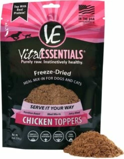 Vital Essentials Toppers Chicken Freeze-Dried Meal-Mix For Dogs & Cats, 6-oz (**)