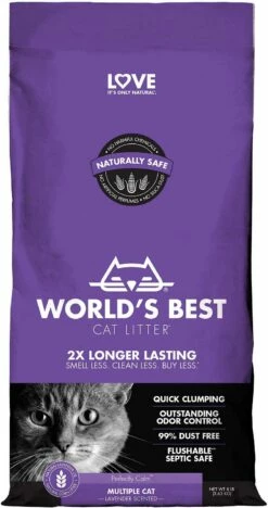 World's Best Cat Litter Lavender Scented Multiple Cat Clumping Formula, 8-lb