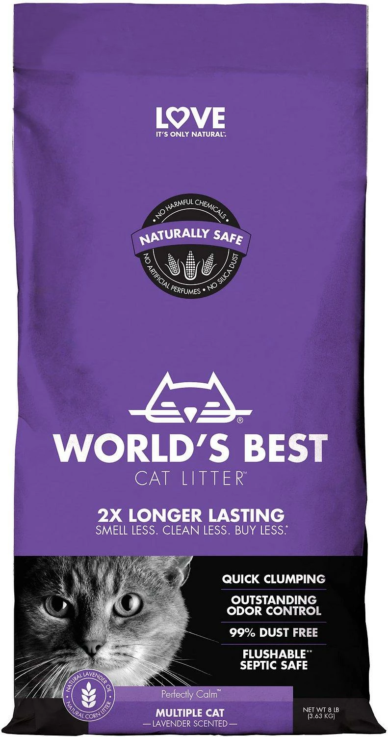 World's Best Cat Litter Lavender Scented Multiple Cat Clumping Formula, 8-lb 1 World's Best Cat Litter Lavender Scented Multiple Cat Clumping Formula, 8-lb