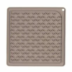 Messy Mutts Silicone Therapeutic Lick Dog Slow Feeder Mat, Grey, 12-in X 12-in