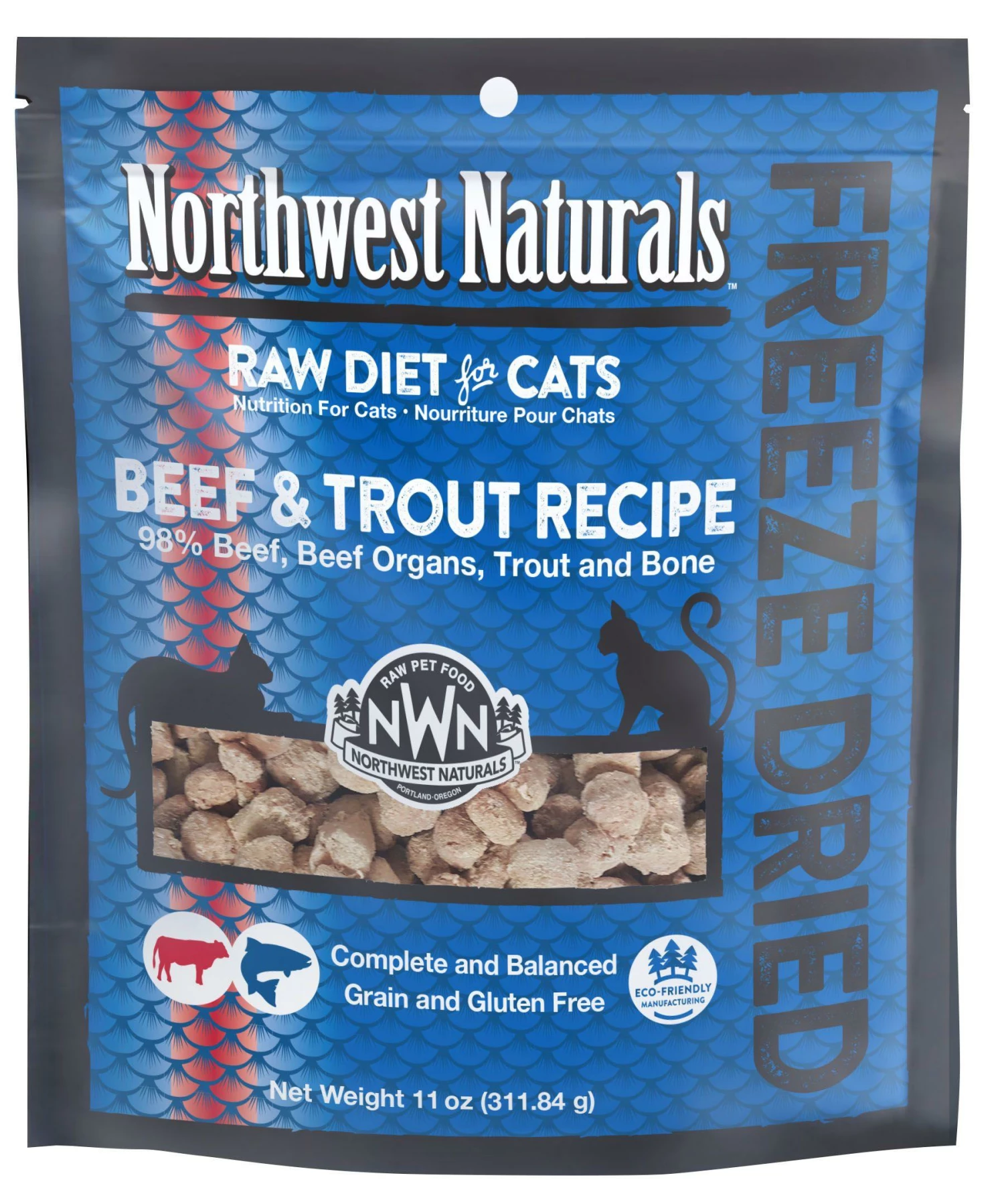 Northwest Naturals Raw Diet Beef & Trout Nibbles Freeze-Dried Cat Food, 11-oz 1 Northwest Naturals Raw Diet Beef & Trout Nibbles Freeze-Dried Cat Food, 11-oz