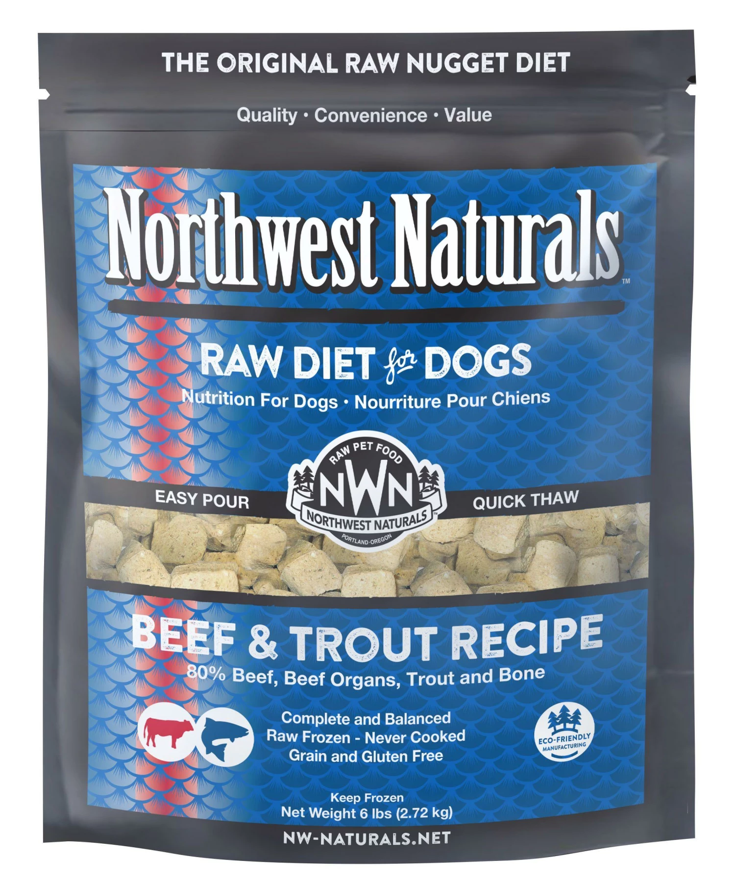 Northwest Naturals Raw Diet Beef & Trout Nuggets Frozen Dog Food, 6-lb 1 Northwest Naturals Raw Diet Beef & Trout Nuggets Frozen Dog Food, 6-lb