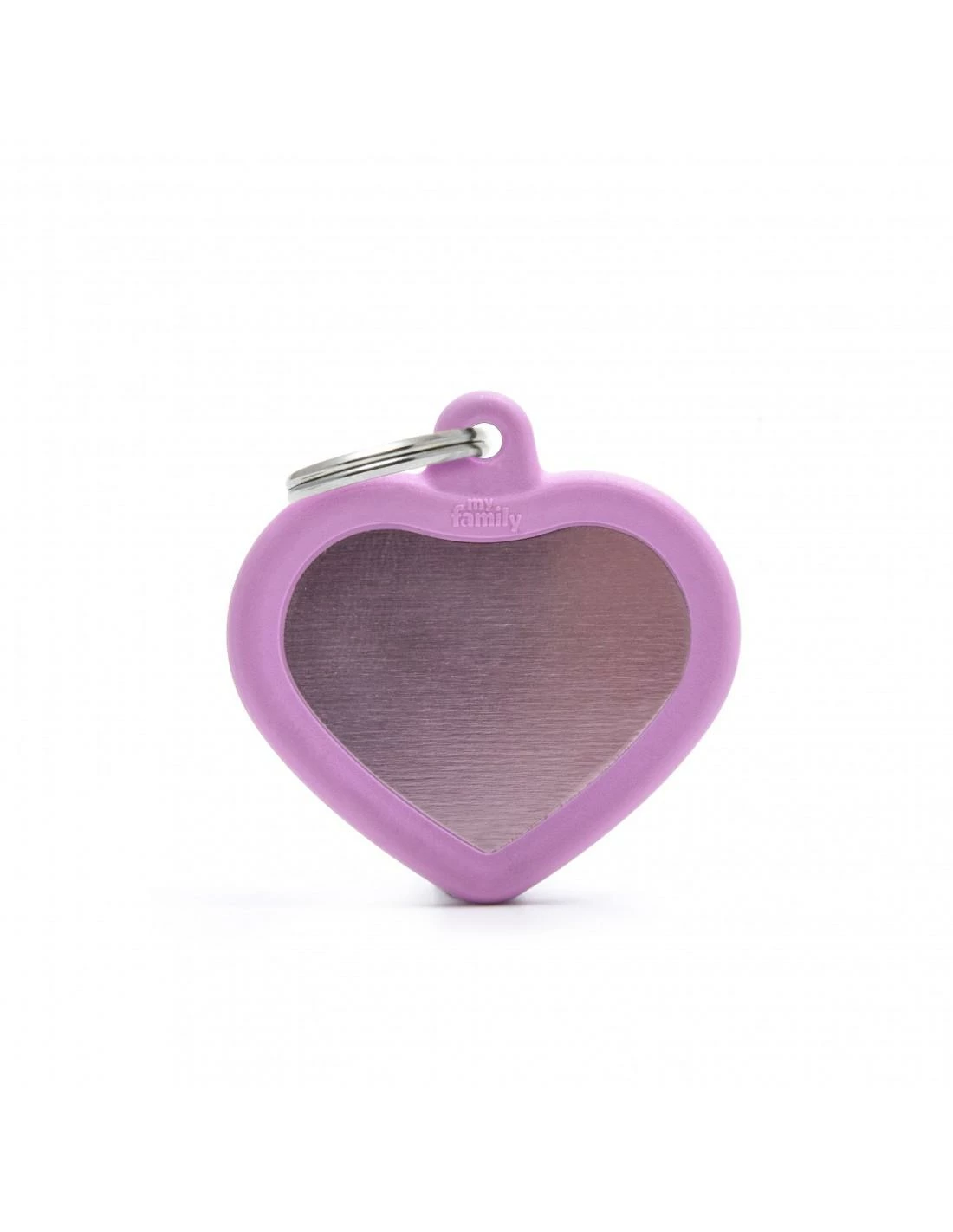 MyFamily Heart Aluminum Rubber Pet ID Tag, Pink 1 MyFamily Heart Aluminum Rubber Pet ID Tag, Pink