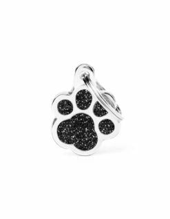 MyFamily Paw Glitter Pet ID Tag, Black, Regular