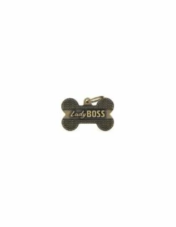 MyFamily Big Bone Bronx Lady Boss English Brass Pet ID Tag, Large