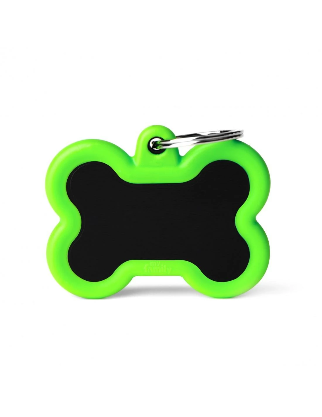 MyFamily Bone Aluminum Rubber Pet ID Tag, Black/Green, Regular 1 MyFamily Bone Aluminum Rubber Pet ID Tag, Black/Green, Regular