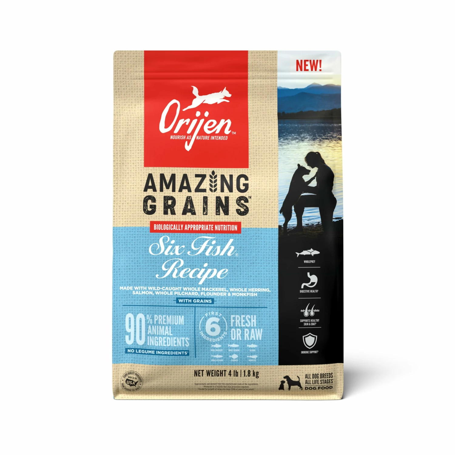 ORIJEN Amazing Grains Six Fish Dry Dog Food, 4-lb 1 ORIJEN Amazing Grains Six Fish Dry Dog Food, 4-lb