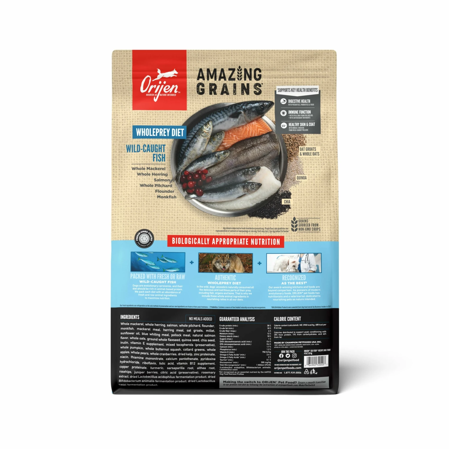 ORIJEN Amazing Grains Six Fish Dry Dog Food, 4-lb 4 ORIJEN Amazing Grains Six Fish Dry Dog Food, 4-lb - Image 4