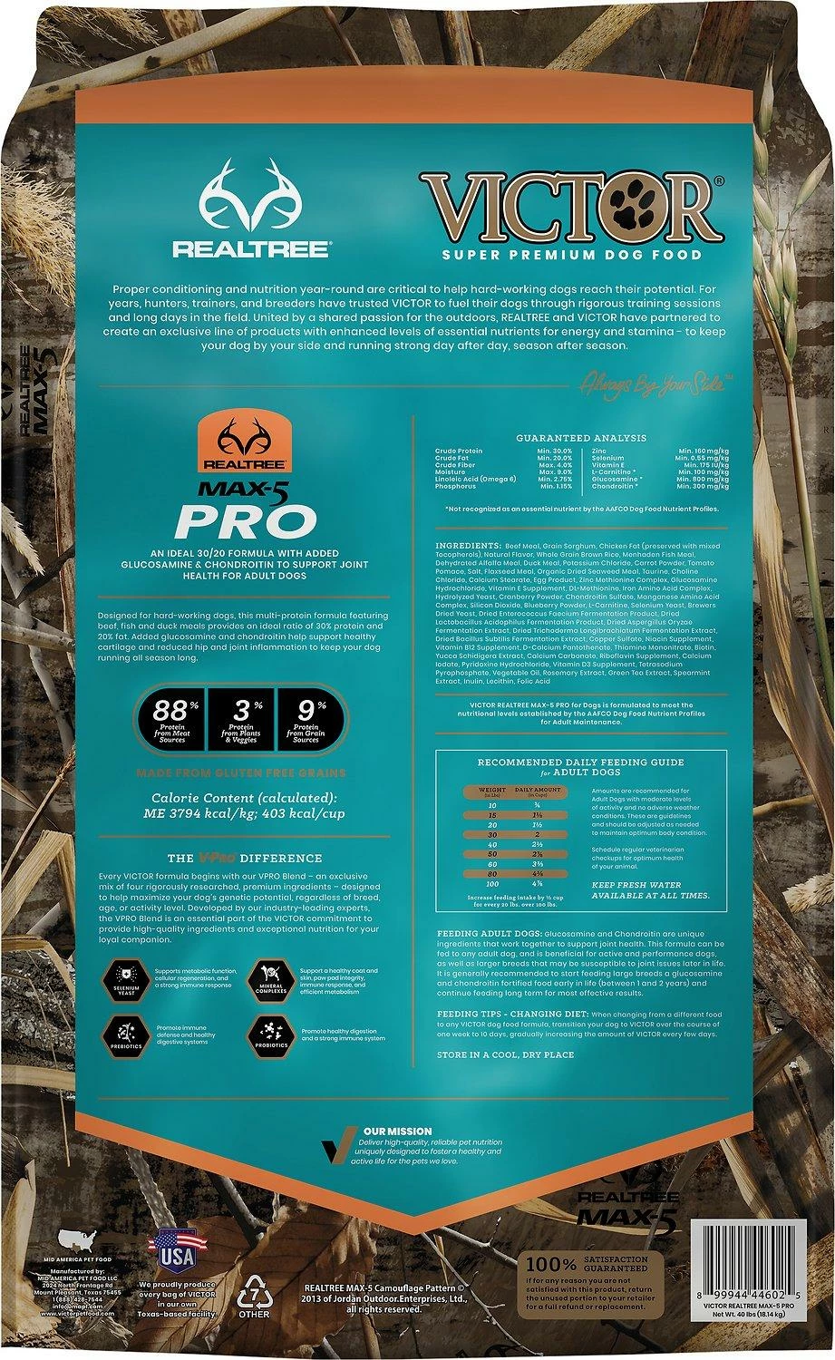 Victor Realtree Max-5 Pro Dry Dog Food, 40-lb 2 Victor Realtree Max-5 Pro Dry Dog Food, 40-lb - Image 2