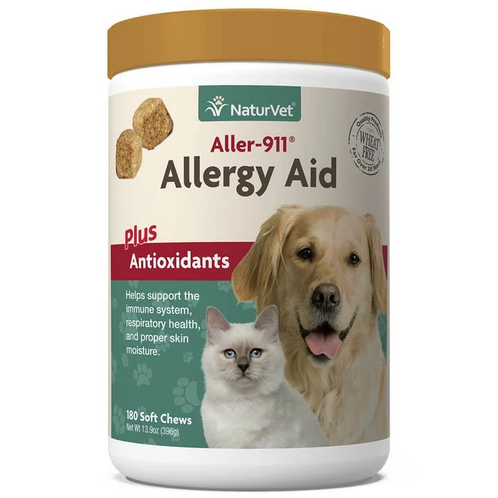 NaturVet Aller-911 Allergy Aid Plus Antioxidants Soft Chews Dog & Cat Supplement, 180-count 1 NaturVet Aller-911 Allergy Aid Plus Antioxidants Soft Chews Dog & Cat Supplement, 180-count