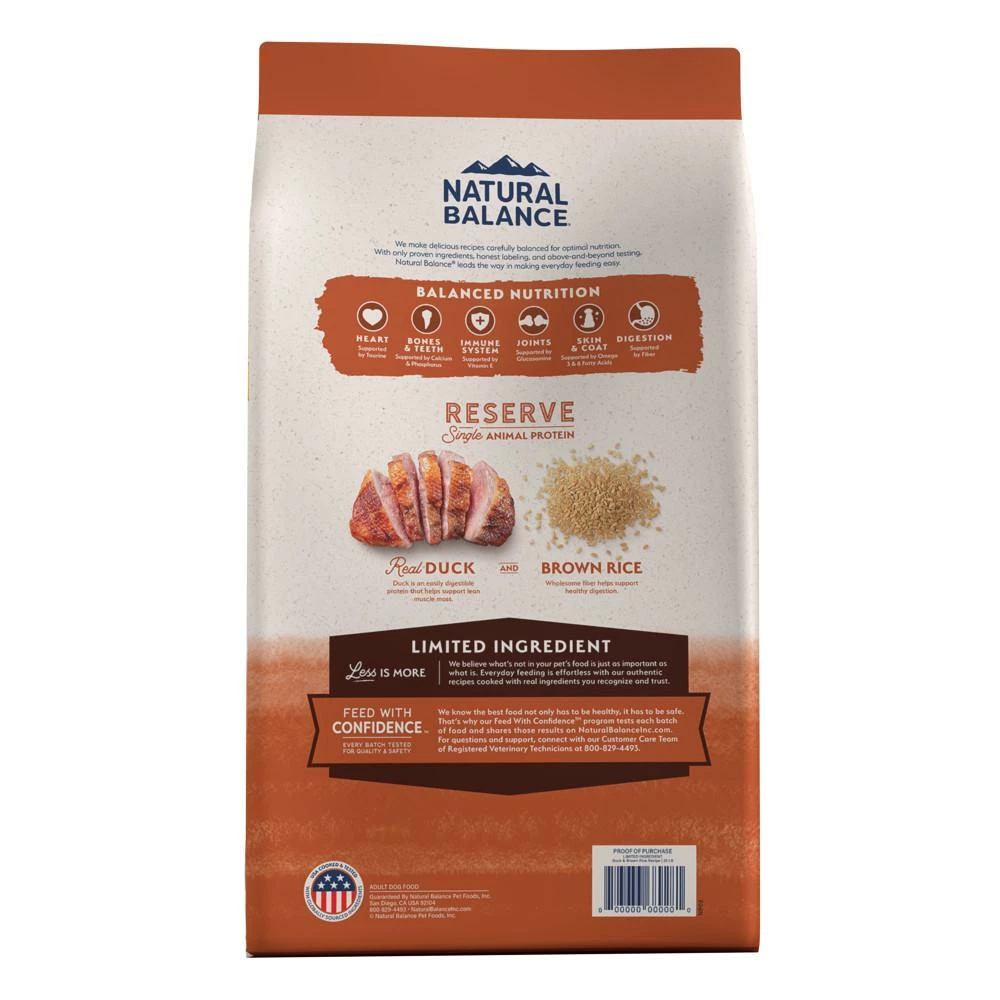 Natural Balance Limited Ingredient Reserve Duck & Brown Rice Recipe Dry Dog Food, 22-lb 2 Natural Balance Limited Ingredient Reserve Duck & Brown Rice Recipe Dry Dog Food, 22-lb - Image 2