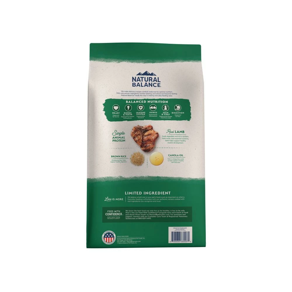 Natural Balance Limited Ingredient Lamb & Brown Rice Recipe Dry Dog Food, 24-lb 2 Natural Balance Limited Ingredient Lamb & Brown Rice Recipe Dry Dog Food, 24-lb - Image 2