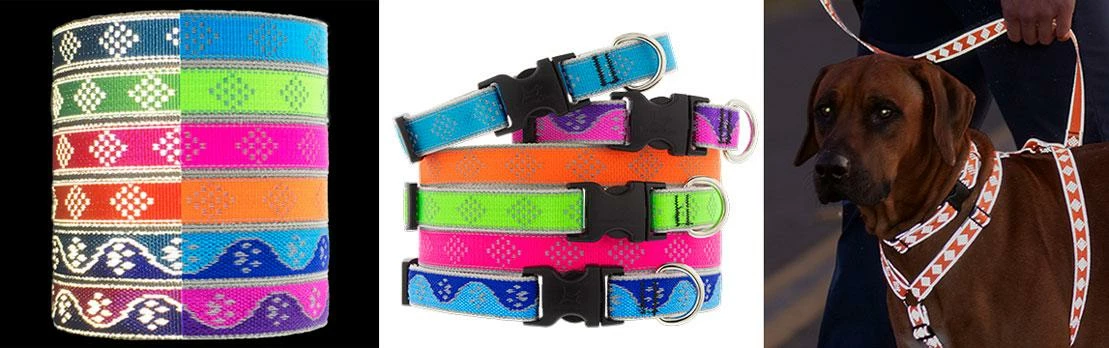 Lupine Pet Highlights Reflective Dog Leash, Orange Diamond, 1/2-in X 6-ft 2 Lupine Pet Highlights Reflective Dog Leash, Orange Diamond, 1/2-in X 6-ft - Image 2