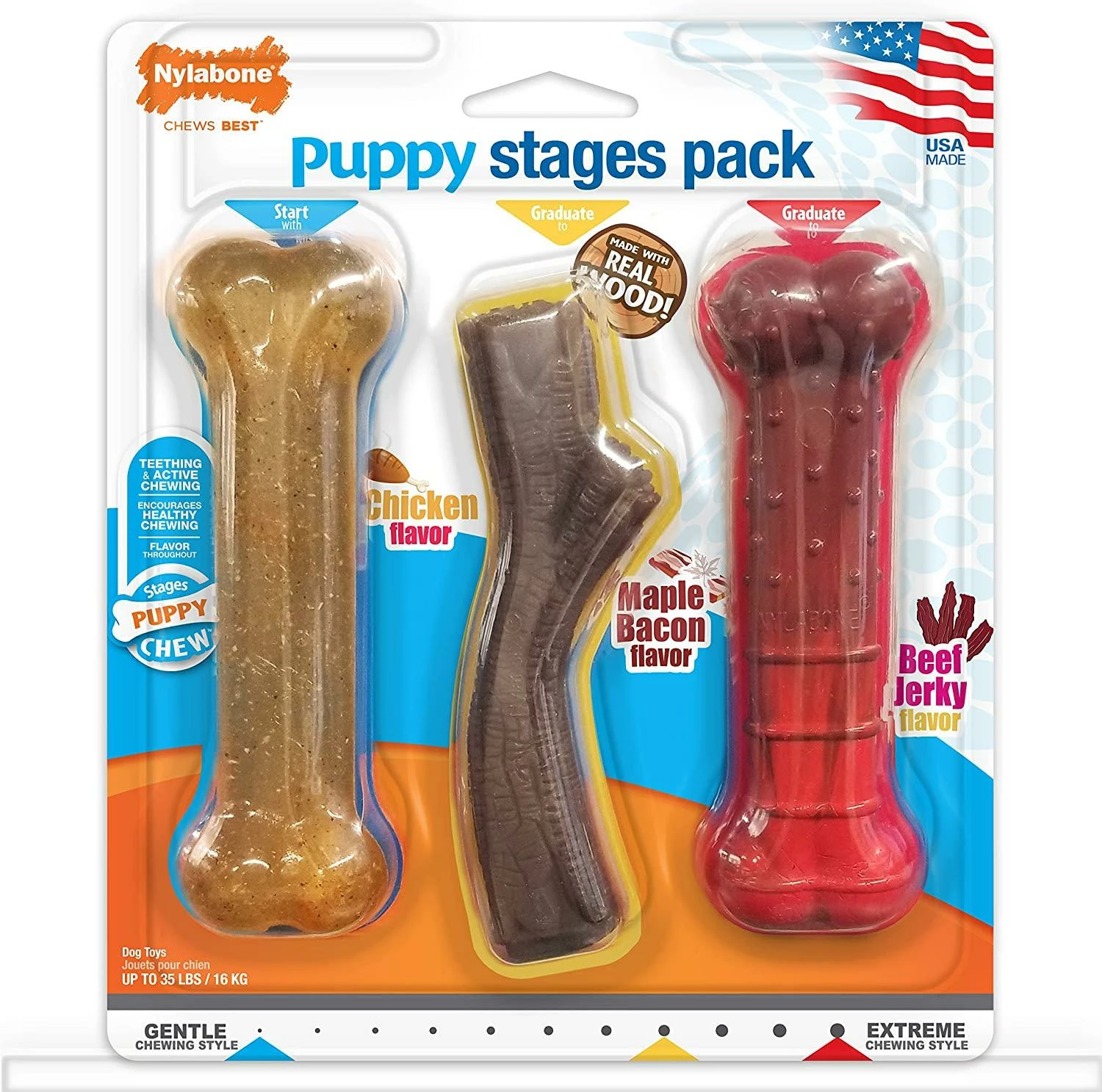 Nylabone Puppy Stages Pack Chew Dog Toy, 3-pk 1 Nylabone Puppy Stages Pack Chew Dog Toy, 3-pk