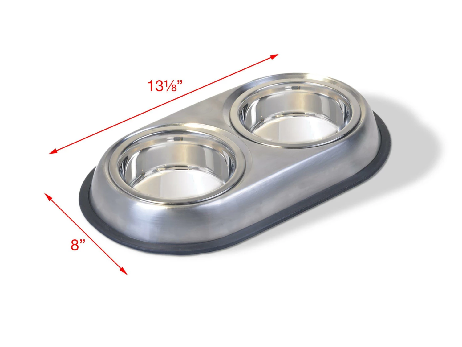 Van Ness Heavyweight Stainless Steel Double Dish For Cats & Small Dogs, Small, 16-oz 2 Van Ness Heavyweight Stainless Steel Double Dish For Cats & Small Dogs, Small, 16-oz - Image 2