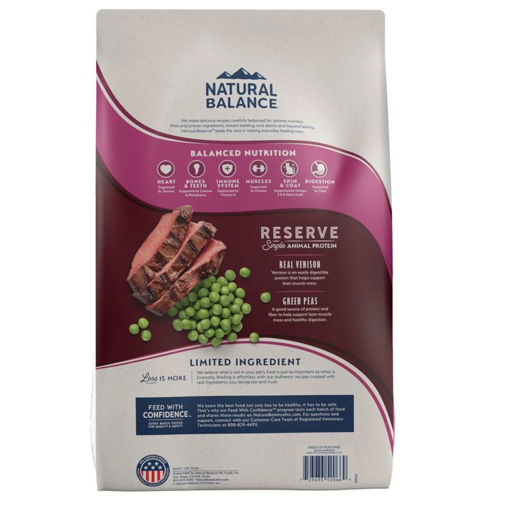 Natural Balance Limited Ingredient Reserve Green Pea & Venison Recipe Grain-Free Dry Cat Food, 4-lb 2 Natural Balance Limited Ingredient Reserve Green Pea & Venison Recipe Grain-Free Dry Cat Food, 4-lb - Image 2