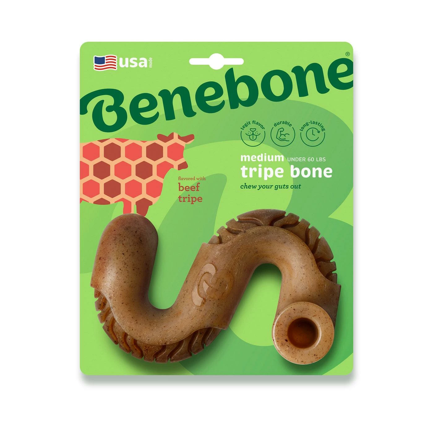 Benebone Trip Bone Beef Tripe Flavor Dog Toy, Medium 1 Benebone Trip Bone Beef Tripe Flavor Dog Toy, Medium