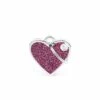 MyFamily Shine Heart Glitter Pet ID Tag, Pink, Small
