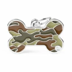 MyFamily Style Camouflage Bone Pet ID Tag, Green, X-Large
