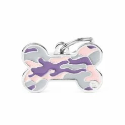 MyFamily Style Camouflage Bone Pet ID Tag, Pink, Big
