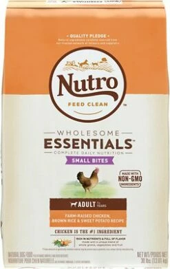 Nutro Wholesome Essentials Small Bites Adult Farm-Raised Chicken, Brown Rice & Sweet Potato Recipe, 30-lb