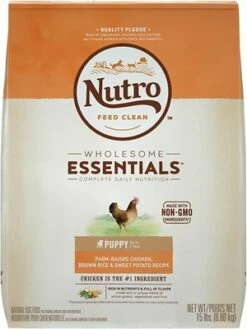 Nutro Wholesome Essentials Puppy Farm Raised Chicken, Brown Rice & Sweet Potato Recipe Dry Dog Food, 15-lb