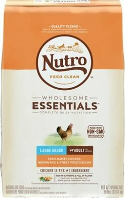 Nutro Wholesome Essentials Large Breed Adult Farm Raised Chicken, Brown Rice & Sweet Potato Recipe Dry Dog Food, 30-lb