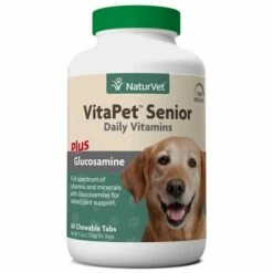NaturVet VitaPet Senior Daily Vitamins Plus Glucosamine Chewable Tabs Dog Supplement, 60-count