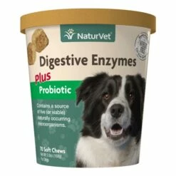 NaturVet Digestive Enzymes Plus Probiotic Soft Chews Dog Supplement, 70-count