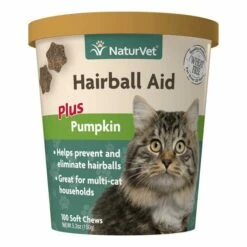 NaturVet Hairball Aid Plus Pumpkin Soft Chews Cat Supplement, 100-count