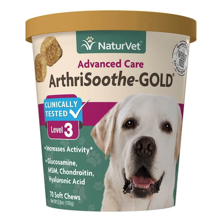 NaturVet Advanced Care ArthriSoothe-GOLD Clinically Tested Level 3 Soft Chews Dog Supplement, 70-count 1 NaturVet Advanced Care ArthriSoothe-GOLD Clinically Tested Level 3 Soft Chews Dog Supplement, 70-count